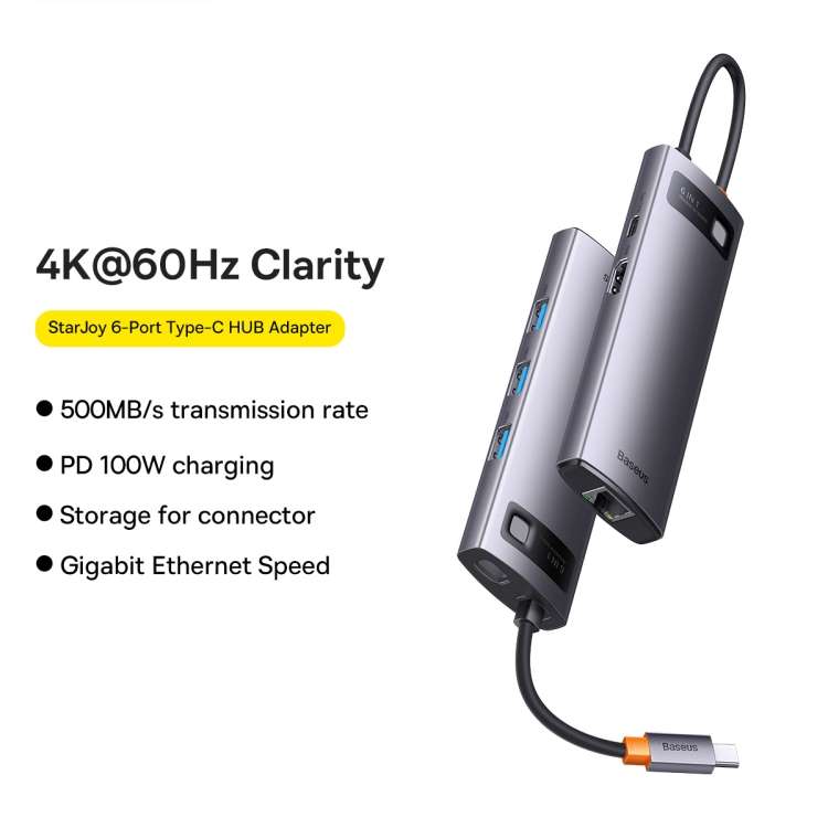Baseus Starjoy 6-Port Type-C Hub Adapter - Linkphones Center