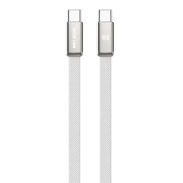 Green Lion Ultra-Thin Braided 1M Cable USB-C To USB-C 100W - Linkphones Center