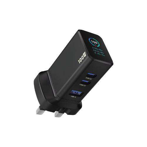 Powerology GaNex 67W Wall Charger C+C+A With TFD Display - Linkphones Center